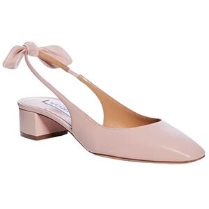 Aquazzura Very Bow-Tie Leather Slingback Pumps Petal Low Heel NEW EU 36.5 US 6.5
